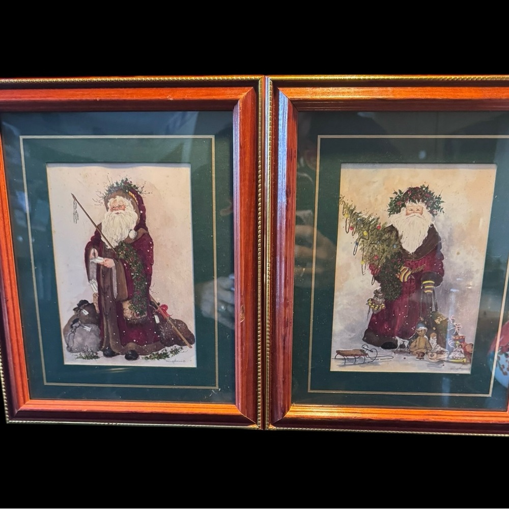 Framed Vintage Old World Santa Claus Art Prints